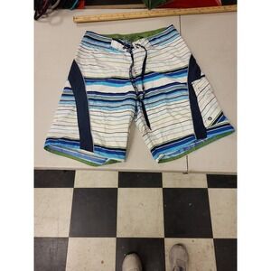 Point Zero Custom Boardshorts Mens Size M Striped Swim Trunks Beach Surfwear